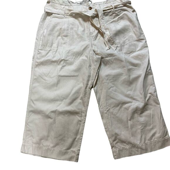 Wide Leg High Rise Cropped Offwhite Cream Colored Pants Size 20 - Picture 1 of 8